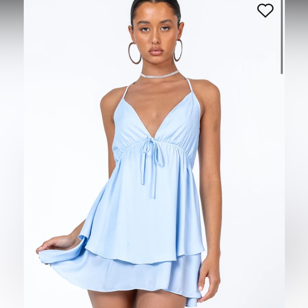 Light blue talking about love mini princess Polly dress